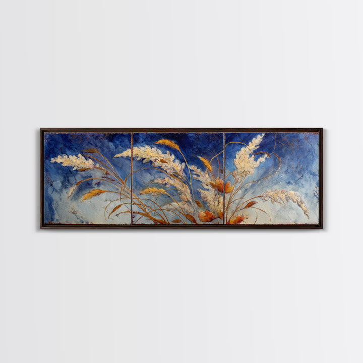 Handwoven Basket with Dried Grasses Canvas Print, Rustic Art, Gallery Decor, Farmhouse Decor, Fine Art, Rustic, RUS-3x1-40