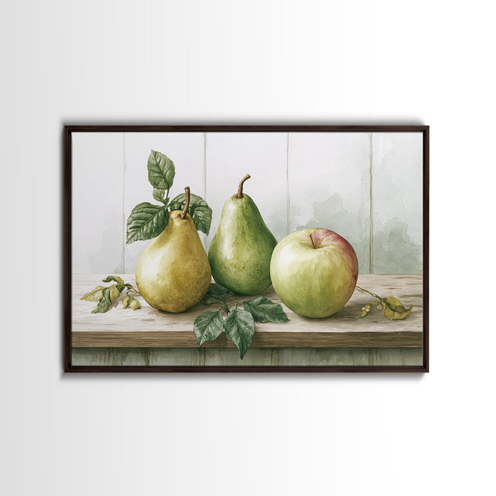 Rustic Pear and Apple Still Life Canvas Print, Rustic Art, Farmhouse Decor, Rustic, Gallery Wall Art, Landscape Wall Art, RUS-3x2-1