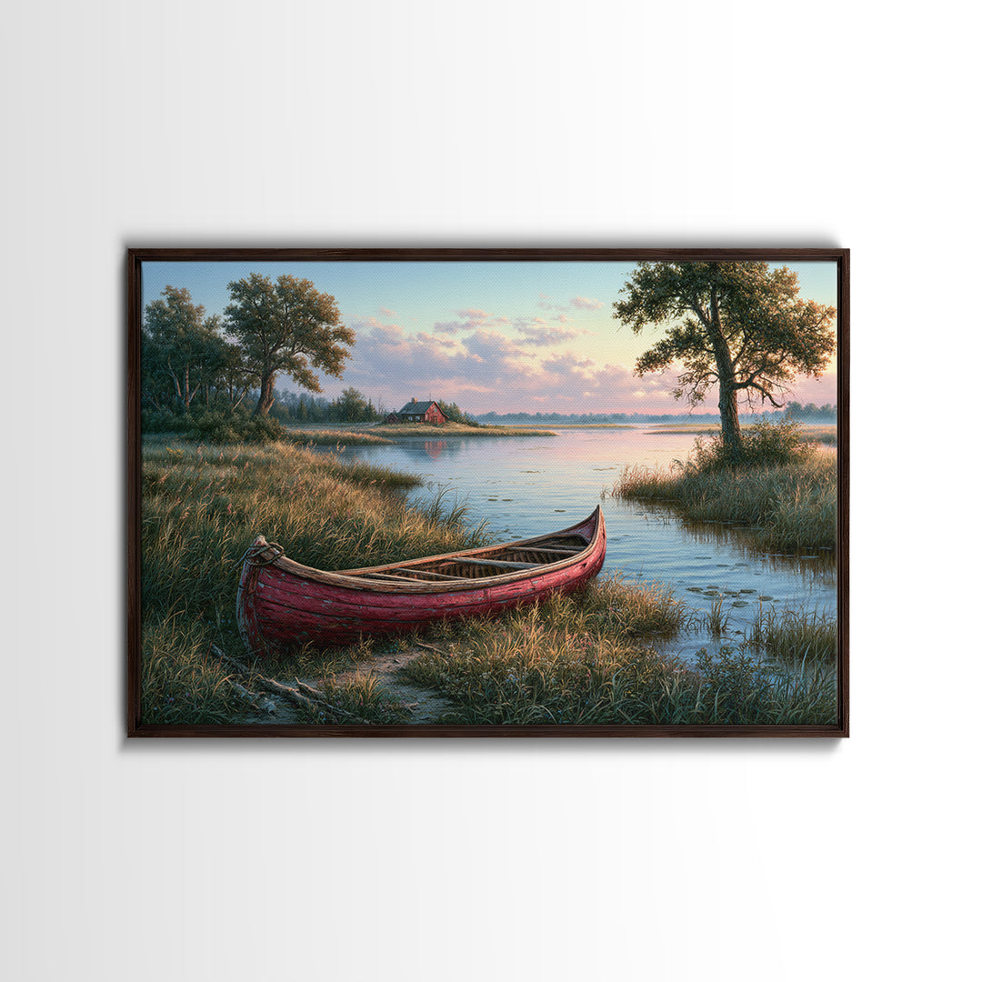 Old Canoe Pulled Onto a Lake Shore Canvas Print, Rustic Art, Neutral Decor, Farmhouse Decor, Fine Art, Rustic, Home Decor, RUS-3x2-72