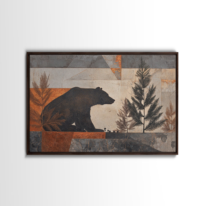 Buffalo Portrait with Western Texture Framed Canvas Print, Rustic Art, Boho Wall Art, Farmhouse Decor, Fine Art, Rustic, RUS-3x2-74