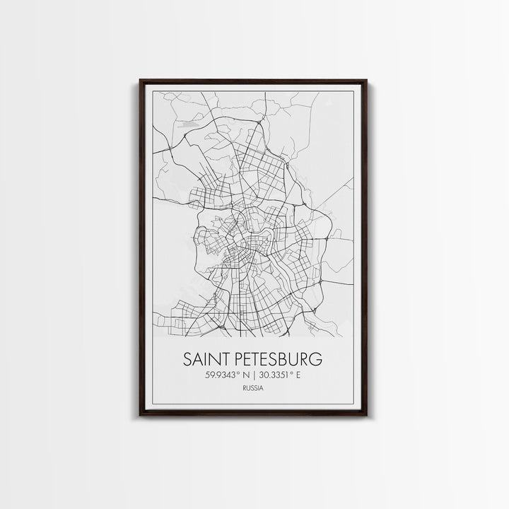 Saint Petersburg Street Map, Russia Map, City Map Art, Minimalist Art, Wall Art, Canvas Print, Room Décor, Gift For Mom, Travel Wall Art