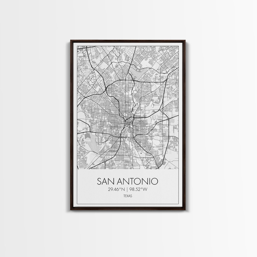 San Antonio Street Map, Texas Map, City Map Art, Minimalist Art, Wall Art, Canvas Print, Black And White Art, Travel Print, Family Gift