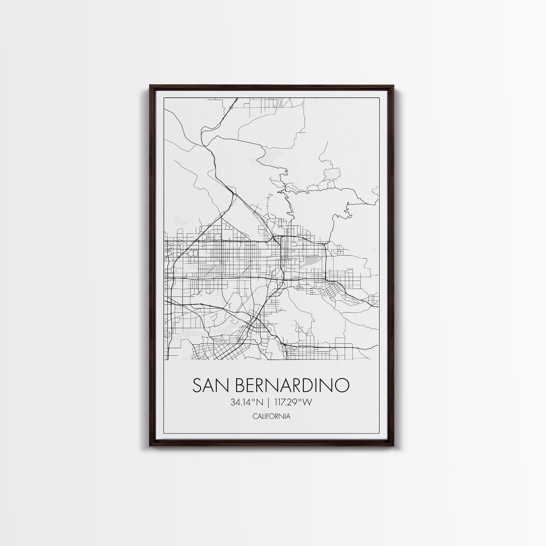 San Bernardino Street Map, California Map, City Map Print, Minimalist Art, Wall Art, Canvas Print, Unique Wall Décor, Friends Gift,