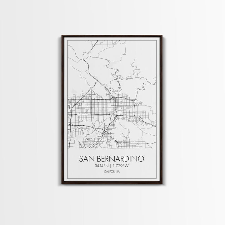 San Bernardino Street Map, California Map, City Map Print, Minimalist Art, Wall Art, Canvas Print, Unique Wall Décor, Friends Gift,