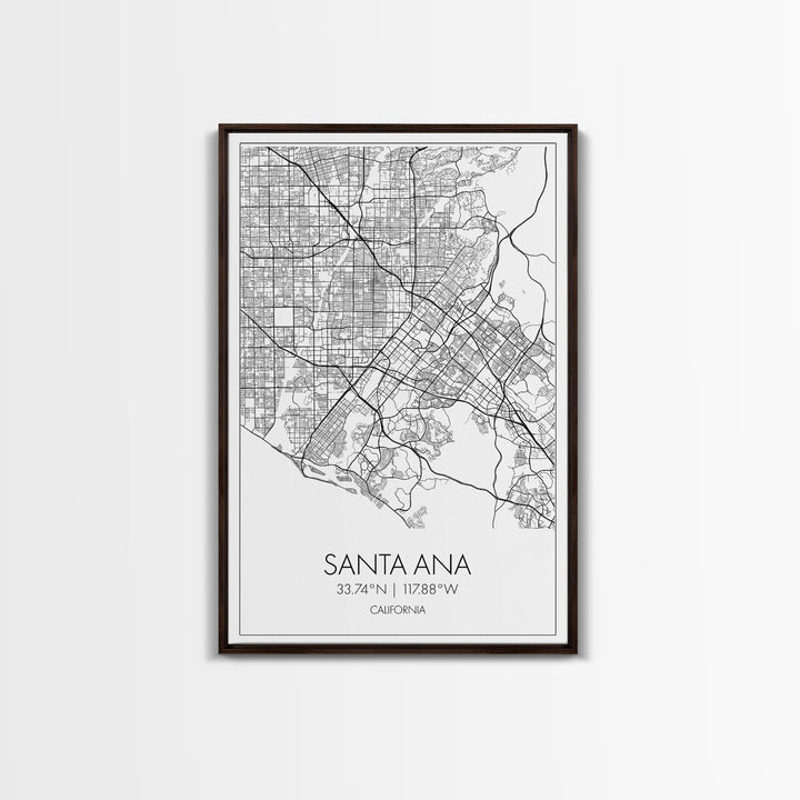 Santa Ana Street Map, California Map, City Map Print, Minimalist Art, Wall Art, Canvas Print, Living Room Décor, Adventure Gifts, Travel Art