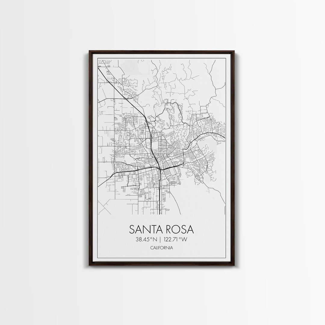 Santa Rosa Street Map, California Map, City Map Print, Minimalist Art, Wall Art, Canvas Print, Bedroom Wall Art, Travel Gift, Travel Art