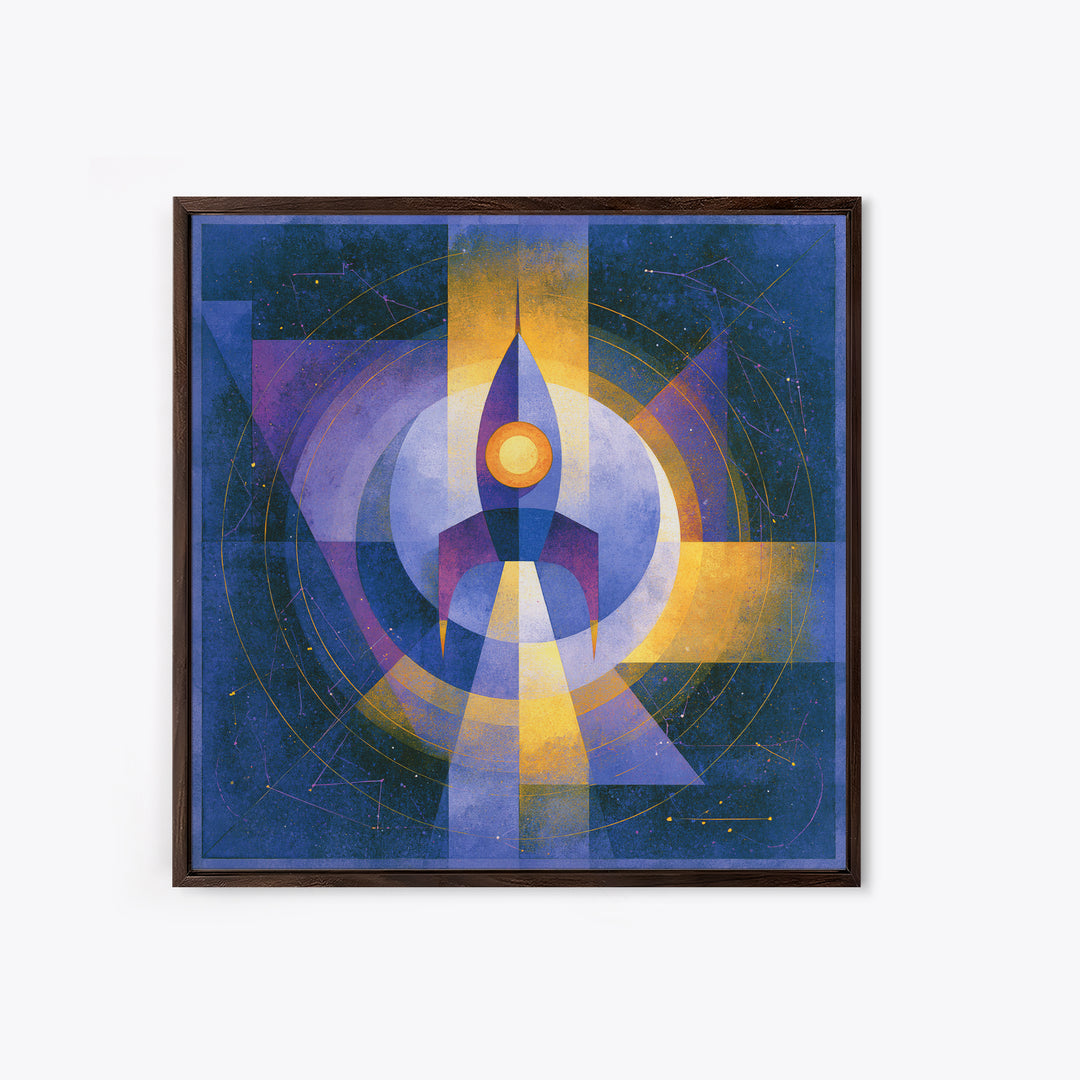 Retro Space Poster Framed Canvas Print, Space Art, Luxury Decor, Spa Decor, Fine Art, Serenity, Room Decor, Art Prints, SAR-1x1-21