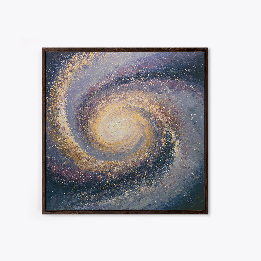 Galaxy Spiral in Jewel Tone Paint Framed Canvas Print, Space Art, Space, Spa Decor, Fine Art, Serenity, Statement Artwork, SAR-1x1-39