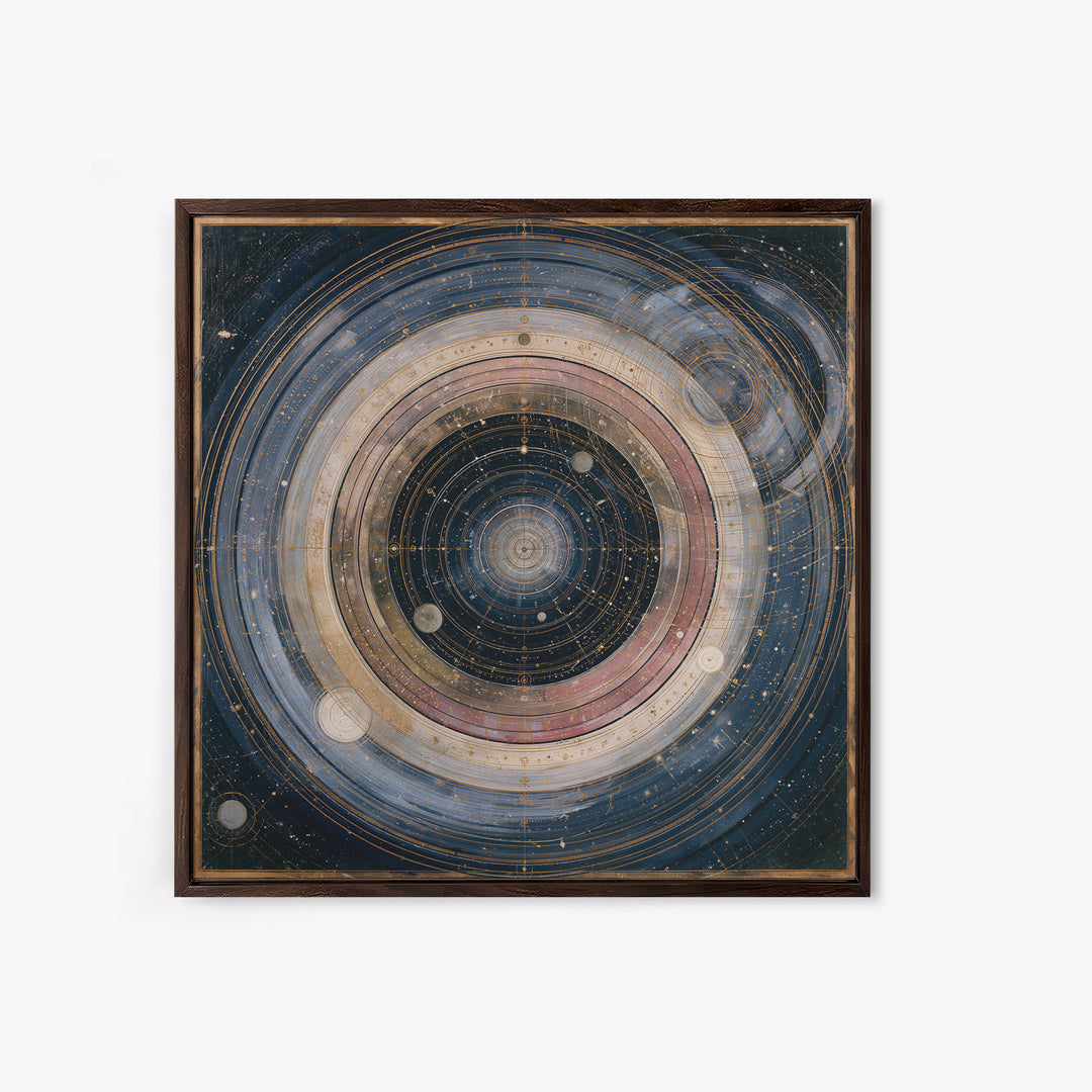 Planetary Rings Made of Ice and Light Framed Canvas Print, Space Art, Minimalist Wall Art, Spa Decor, Abstract Art, Serenity, SAR-1x1-42
