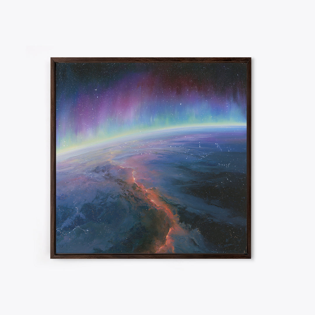 Aurora Viewed from Orbit Canvas Print, Space Art, Minimalist Decor, Spa Decor, Fine Art, Serenity, Digital Art, SAR-1x1-91