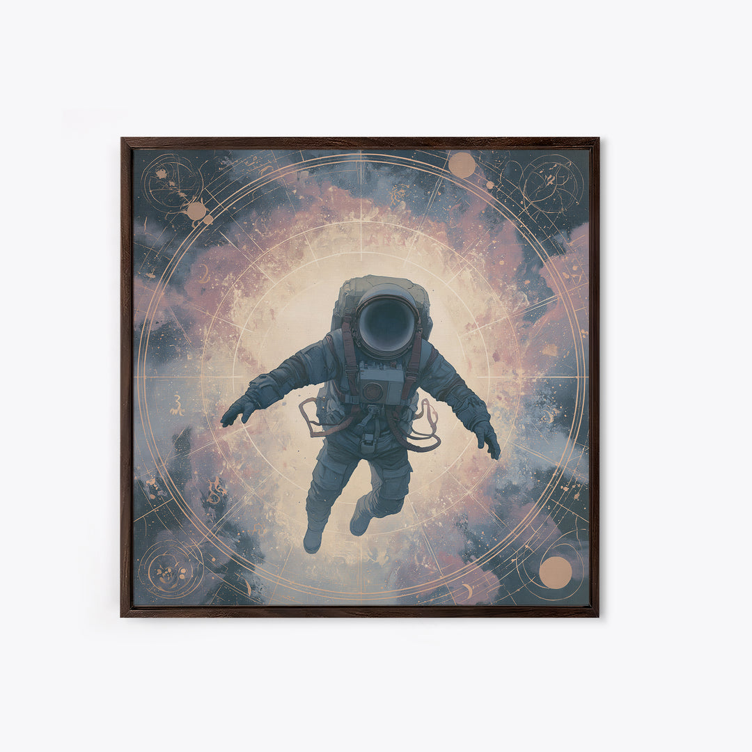 Astronaut Floating Near a Glowing Galaxy Canvas Print, Space Art, Painting, Spa Decor, Fine Art, Serenity, Canvas Wall Art, SAR-1x1-99