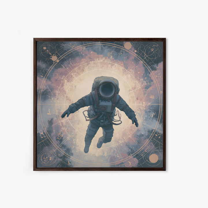 Astronaut Floating Near a Glowing Galaxy Canvas Print, Space Art, Painting, Spa Decor, Fine Art, Serenity, Canvas Wall Art, SAR-1x1-99