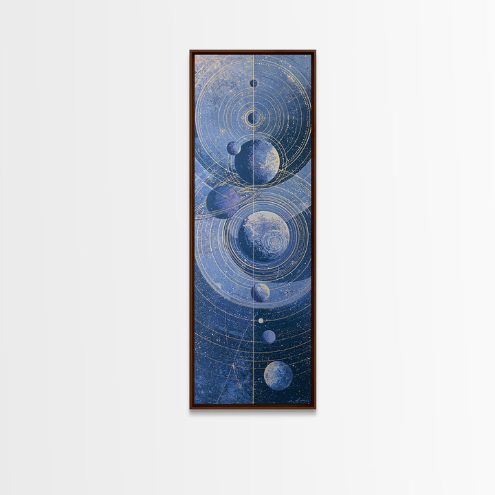 Solar System Arrangement Canvas Print, Space Art, Spa Decor, Watercolor Art, Serenity, Modern Wall Art, Living Room Wall Art, SAR-1x3-16