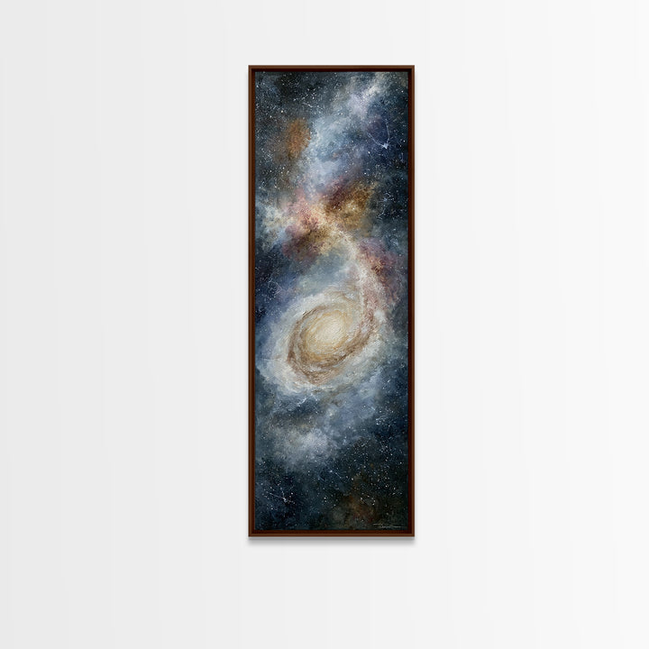 Galaxy Spiral in Jewel Tone Paint Canvas Print, Space Art, Living Room Wall Art, Spa Decor, Oil Painting, Serenity, SAR-1x3-27