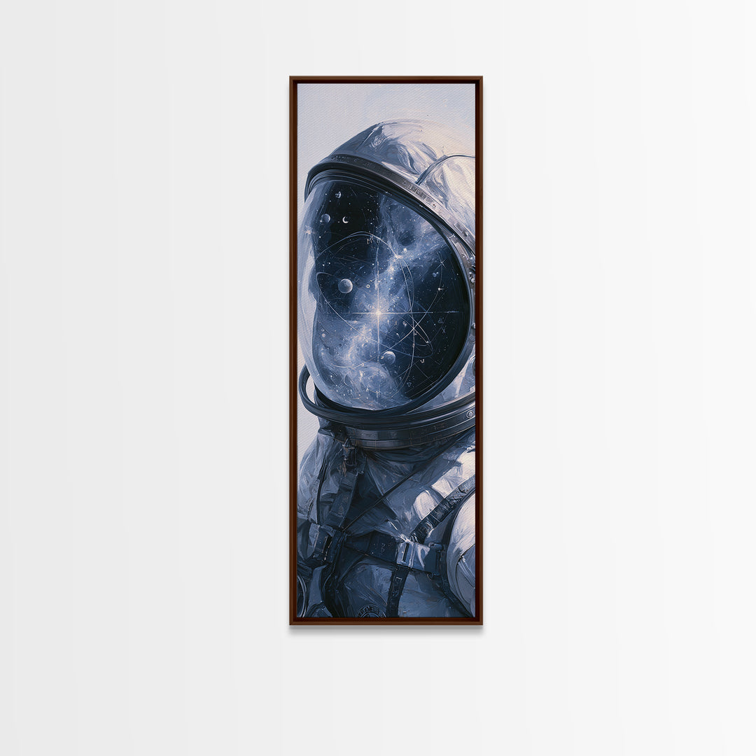 Astronaut Helmet Reflecting a Nebula Framed Canvas Print, Space Art, Canvas Wall Art, Spa Decor, Serenity, Gallery Decor, SAR-1x3-52