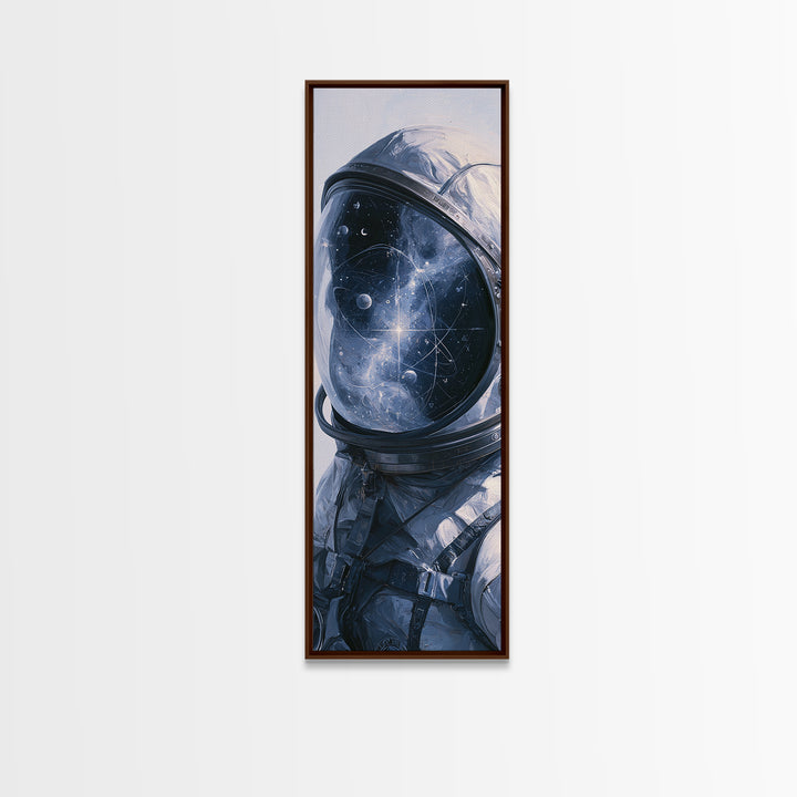 Astronaut Helmet Reflecting a Nebula Framed Canvas Print, Space Art, Canvas Wall Art, Spa Decor, Serenity, Gallery Decor, SAR-1x3-52