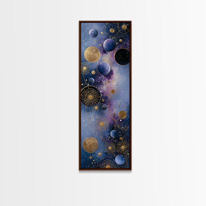 Cosmic Garden with Planets as Flowers Canvas Print, Space Art, Printable Art, Spa Decor, Oil Painting, Serenity, Modern Decor, SAR-1x3-73
