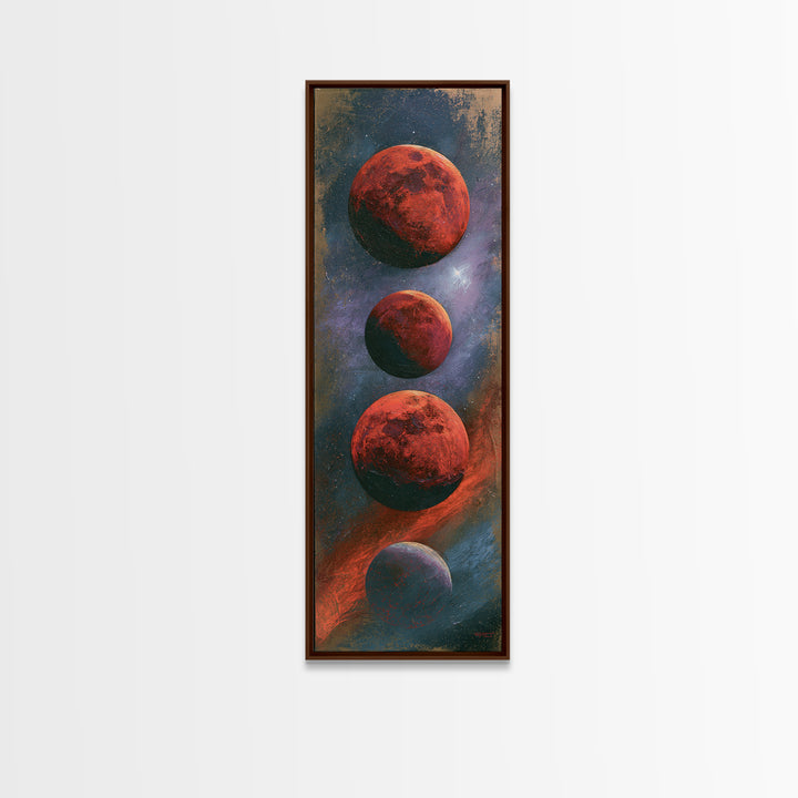 Lunar Eclipse in Deep Red Tones Canvas Print, Space Art, Wall Decor, Spa Decor, Fine Art, Serenity, Canvas Wall Art, SAR-1x3-95
