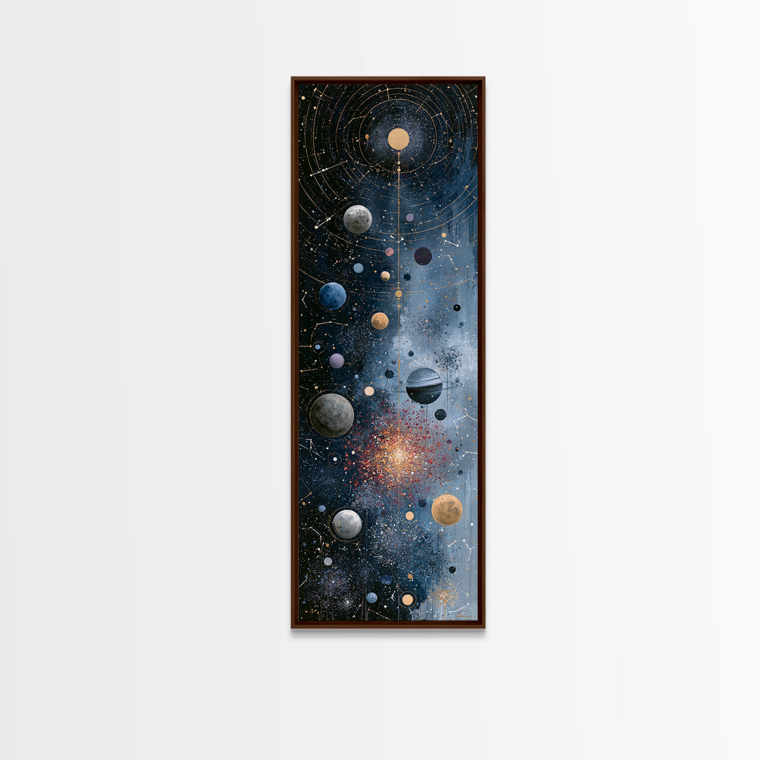 Cosmic Garden with Planets as Flowers Canvas Print, Space Art, Home Decor, Spa Decor, Fine Art, Serenity, Wall Art Prints, SAR-1x3-97