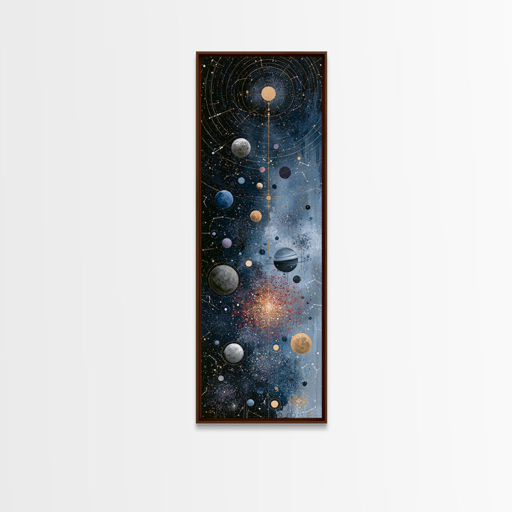 Cosmic Garden with Planets as Flowers Canvas Print, Space Art, Home Decor, Spa Decor, Fine Art, Serenity, Wall Art Prints, SAR-1x3-97