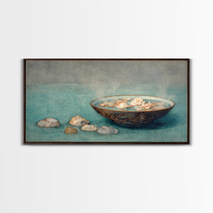 Meteor Shower over Black Sky Framed Canvas Print, Space Art, Minimalist Wall Art, Spa Decor, Fine Art, Serenity, Home Decor, SAR-2x1-19