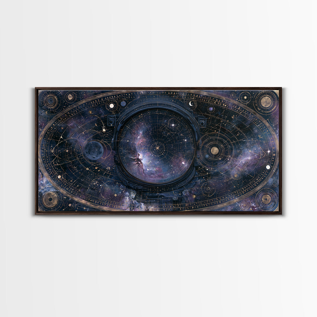 Astronaut Helmet Reflecting a Nebula Framed Canvas Print, Space Art, Room Decor, Spa Decor, Oil Painting, Serenity, SAR-2x1-60