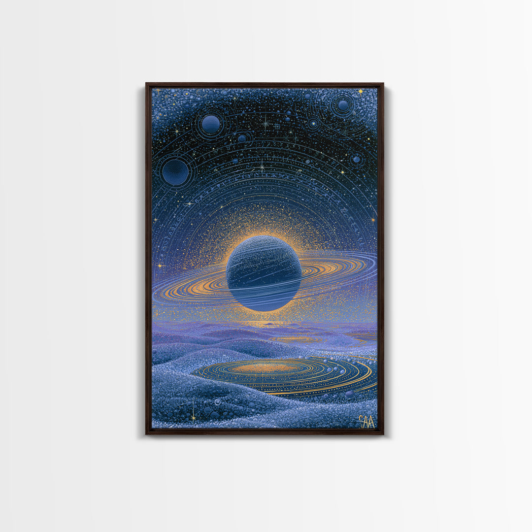 Ringed Planet Rising Canvas Print, Space Art, Wall Decor, Spa Decor, Fine Art, Serenity, Large Wall Art, Canvas Wall Art, SAR-2x3-10