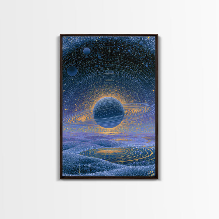 Ringed Planet Rising Canvas Print, Space Art, Wall Decor, Spa Decor, Fine Art, Serenity, Large Wall Art, Canvas Wall Art, SAR-2x3-10