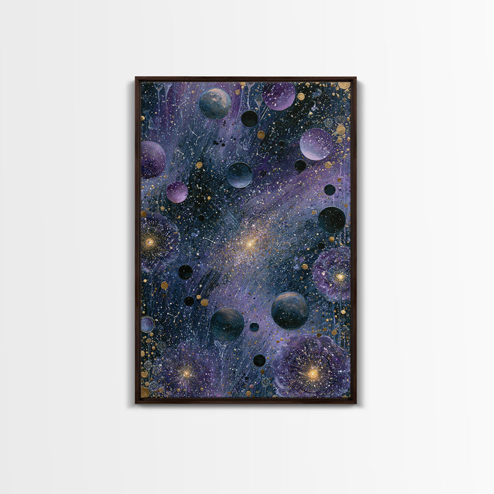 Cosmic Garden with Planets as Flowers Canvas Print, Space Art, Printable Art, Spa Decor, Oil Painting, Serenity, Modern Decor, SAR-2x3-45