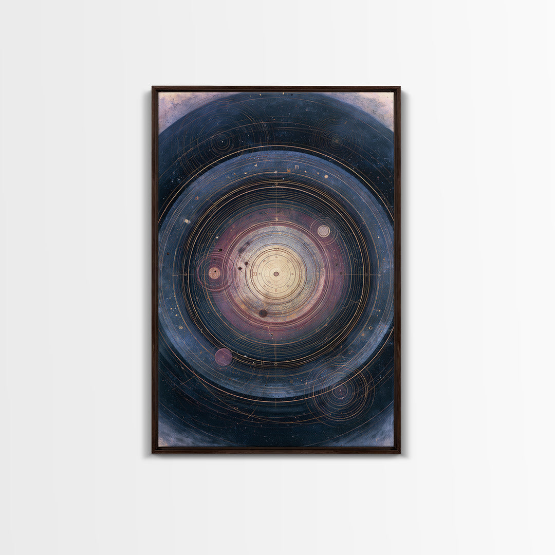 Planetary Rings Made of Ice and Light Framed Canvas Print, Space Art, Oil Painting, Spa Decor, Watercolor Art, Serenity, SAR-2x3-74