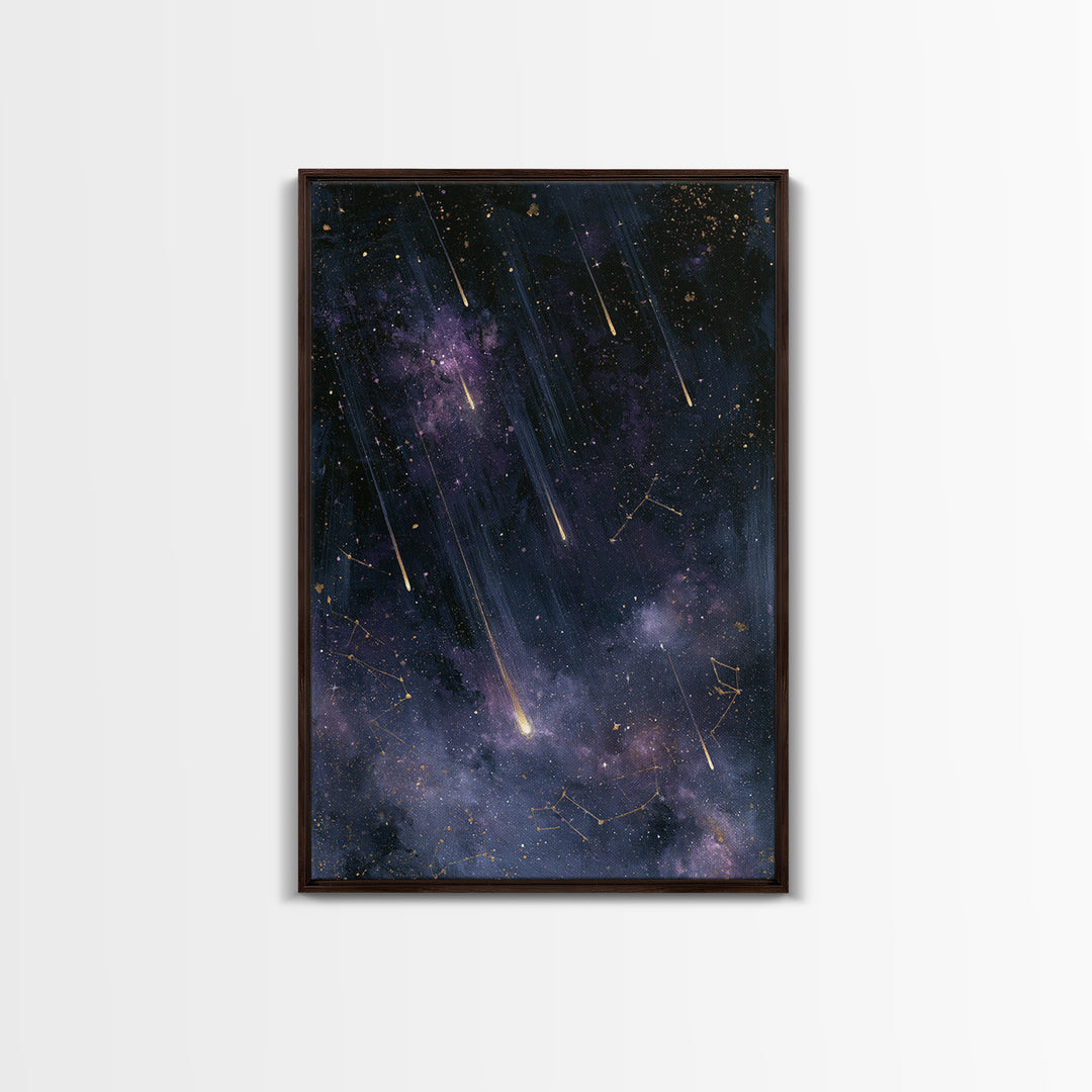 Meteor Shower over Black Sky Canvas Print, Space Art, Living Room Wall Art, Spa Decor, Fine Art, Serenity, Luxury Decor, SAR-2x3-79