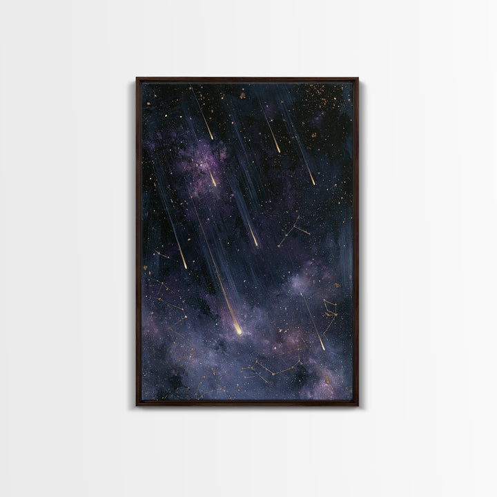 Meteor Shower over Black Sky Canvas Print, Space Art, Living Room Wall Art, Spa Decor, Fine Art, Serenity, Luxury Decor, SAR-2x3-79
