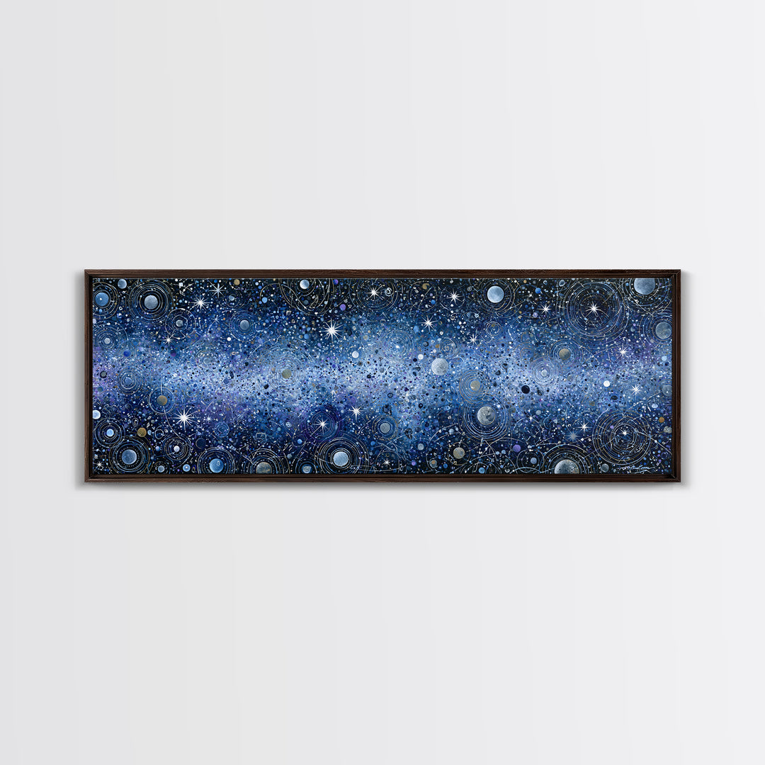 Distant Star Cluster Framed Canvas Print, Space Art, Retro Wall Art, Spa Decor, Fine Art, Serenity, Textured Painting, SAR-3x1-12