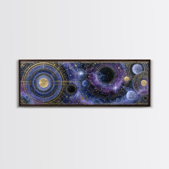 Solar System Arrangement Canvas Print, Space Art, Abstract Painting, Spa Decor, Fine Art, Serenity, Minimalist Decor, SAR-3x1-20