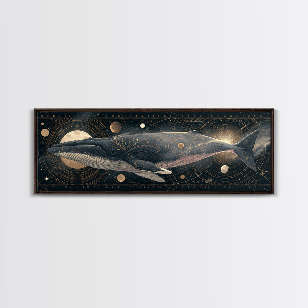 Space Whale Swimming Through Star Dust Canvas Print, Space Art, Wall Decor, Spa Decor, Fine Art, Serenity, Large Wall Art, SAR-3x1-96