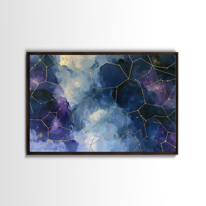 Star Map with Gold Constellation Lines Canvas Print, Space Art, Living Room Wall Art, Spa Decor, Abstract Art, Serenity, SAR-3x2-42