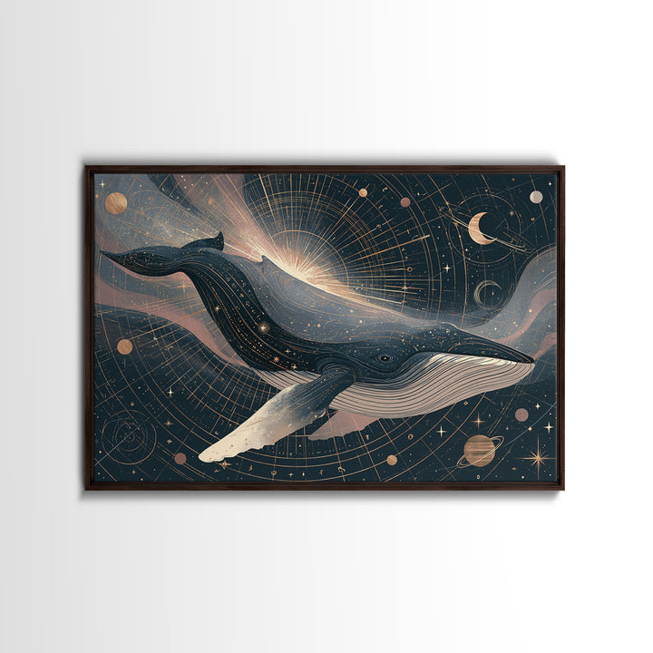 Space Whale Swimming Through Star Dust Canvas Print, Space Art, Canvas, Spa Decor, Fine Art, Serenity, Living Room Wall Art, SAR-3x2-84
