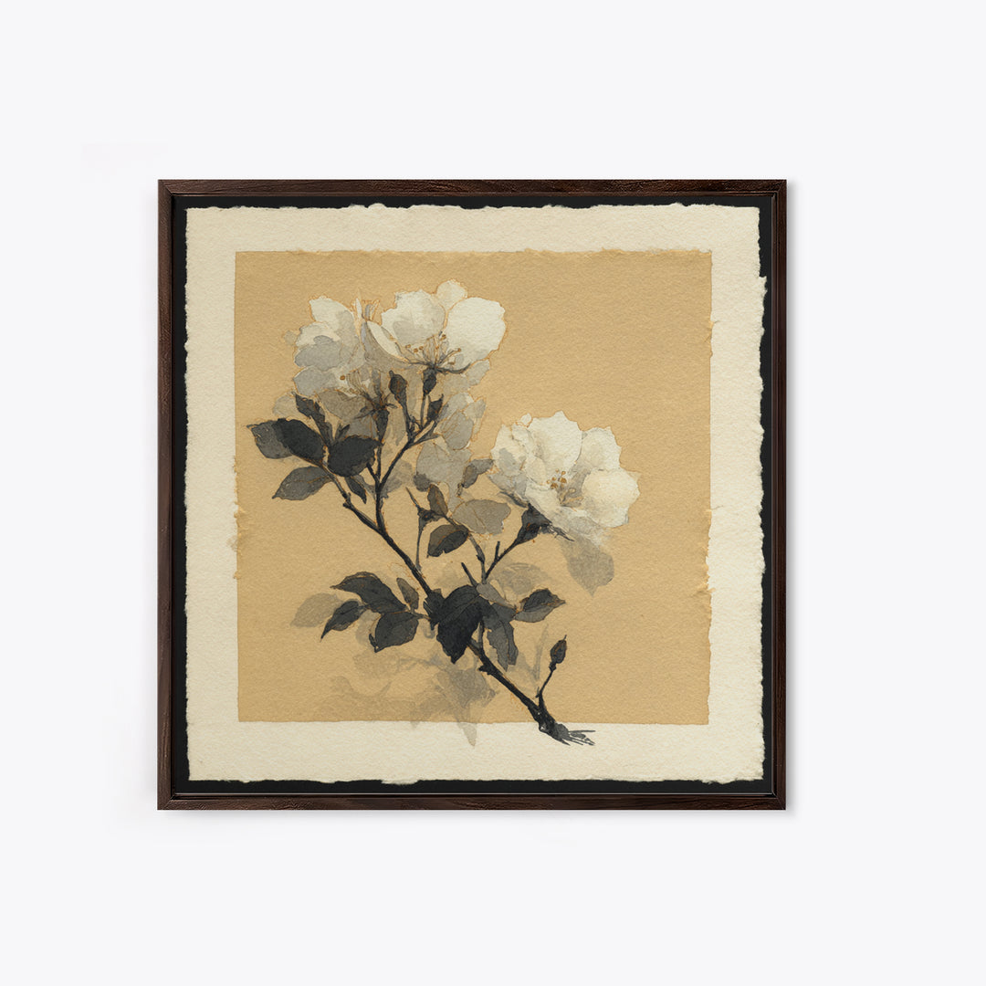 Nordic Folk Bird Framed Canvas Print, Scandinavian Art, Canvas Art, Living Room Decor, Fine Art, Nordic, Floral Wall Art, SCA-1x1-11