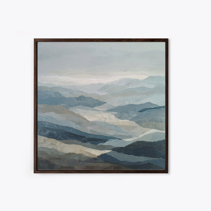 Minimal Fjord Landscape Framed Canvas Print, Scandinavian Art, Living Room Wall Art, Living Room Decor, Oil Painting, Nordic, SCA-1x1-2
