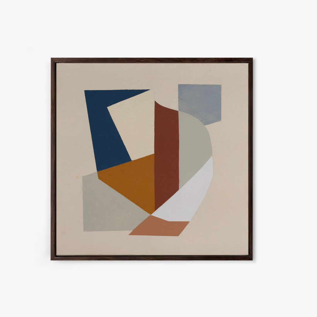 Soft Beige Geometric Abstraction Framed Canvas Print, Scandinavian Art, Gallery Decor, Living Room Decor, Abstract Art, Nordic, SCA-1x1-51