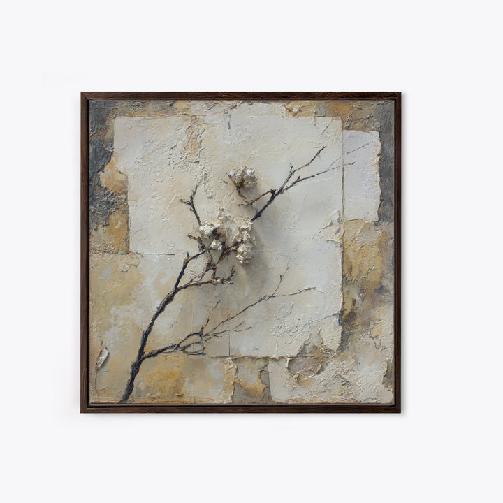 Pale Oak Botanical Line Drawing Framed Canvas Print, Scandinavian Art, Wall Decor, Living Room Decor, Fine Art, Nordic, SCA-1x1-53