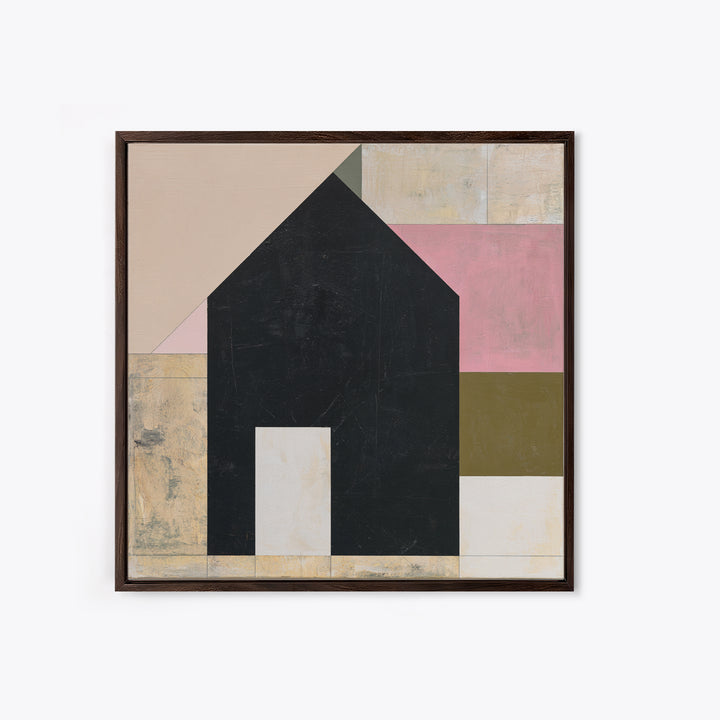 Simple Black House Shape Canvas Print, Scandinavian Art, Neutral Decor, Living Room Decor, Abstract Art, Nordic, Wall Decor, SCA-1x1-55