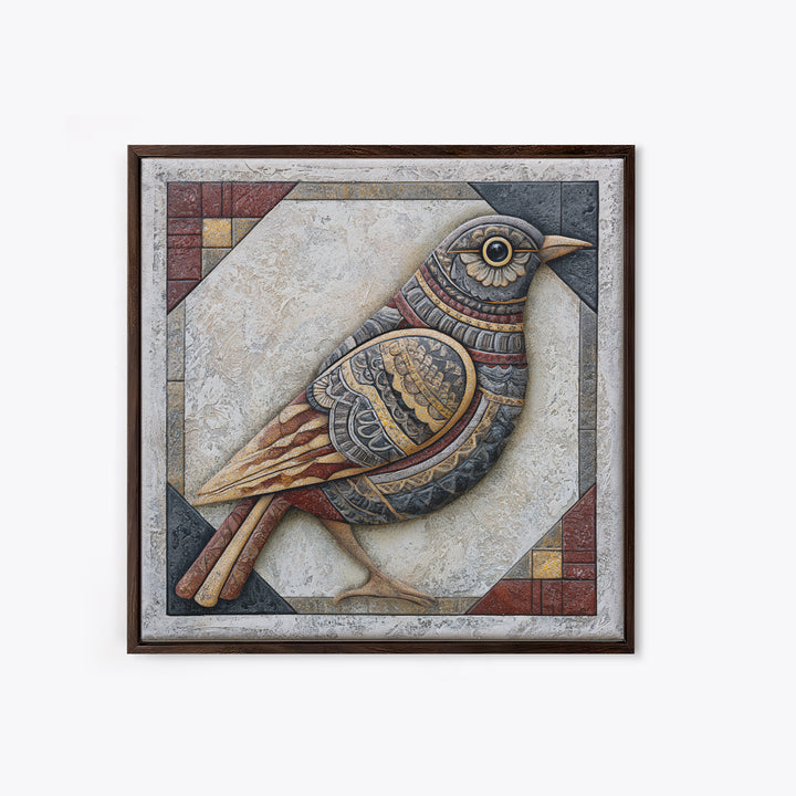 Nordic Folk Bird Canvas Print, Scandinavian Art, Modern Decor, Living Room Decor, Fine Art, Nordic, Wall Decor, Art Print, SCA-1x1-59