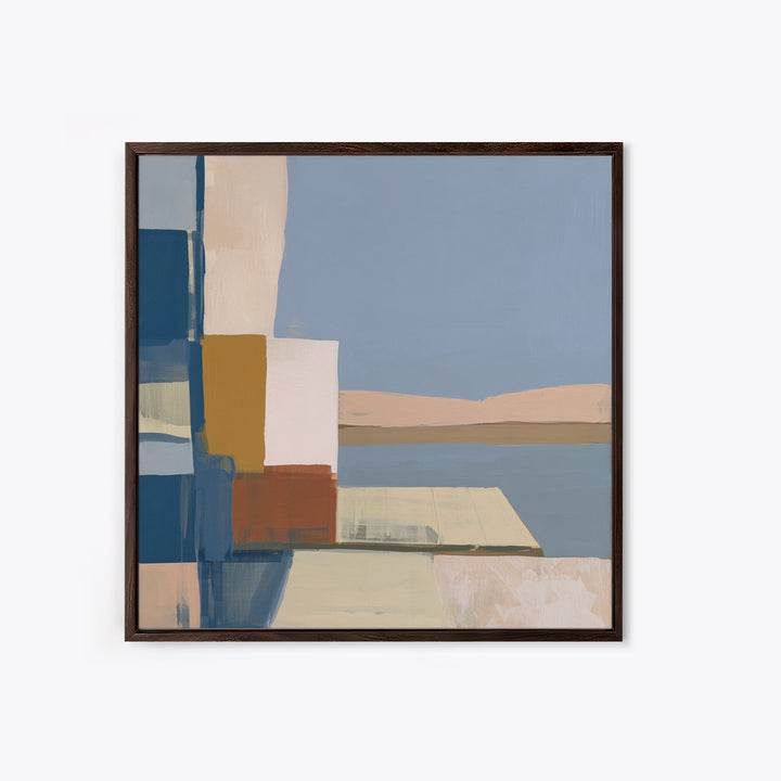 Calm Lake Dock Framed Canvas Print, Scandinavian Art, Fine Art Print, Living Room Decor, Oil Painting, Nordic, Printable, SCA-1x1-63