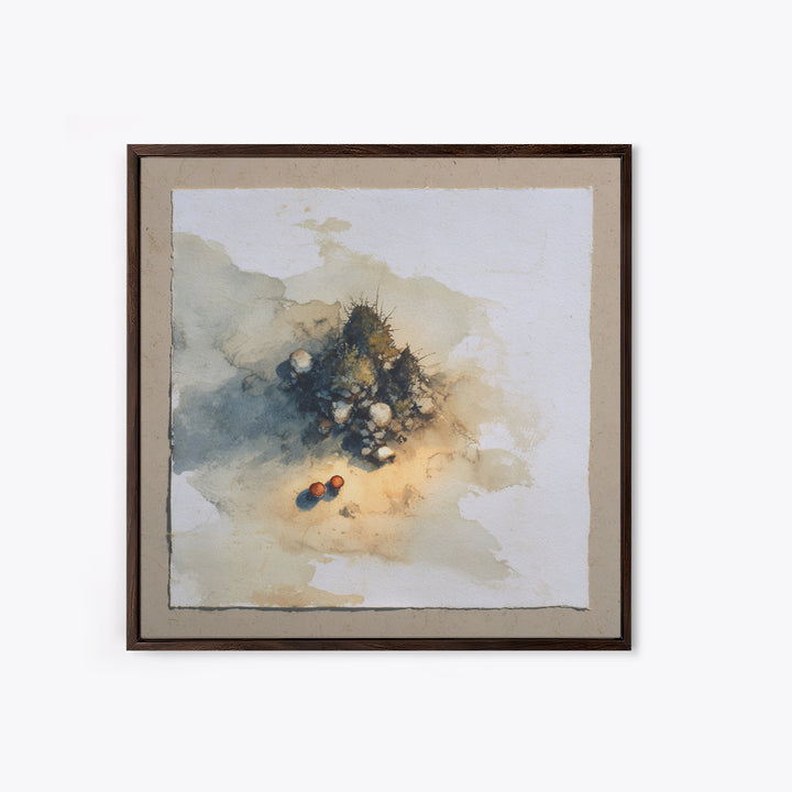 Winter Cabin Smoke Framed Canvas Print, Scandinavian Art, Scandinavian, Living Room Decor, Abstract Art, Nordic, Wall Art, SCA-1x1-66