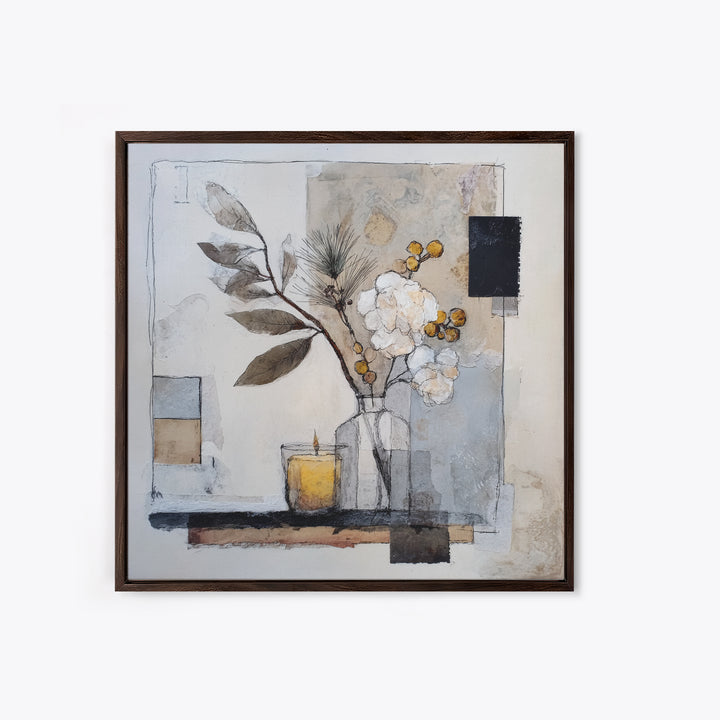 Soft Wool Texture Abstract Framed Canvas Print, Scandinavian Art, Statement Artwork, Living Room Decor, Abstract Art, Nordic, SCA-1x1-67