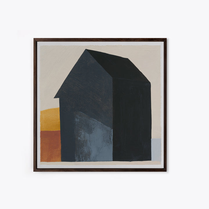 Simple Black House Shape Framed Canvas Print, Scandinavian Art, Abstract Art, Living Room Decor, Nordic, Abstract Painting, SCA-1x1-7