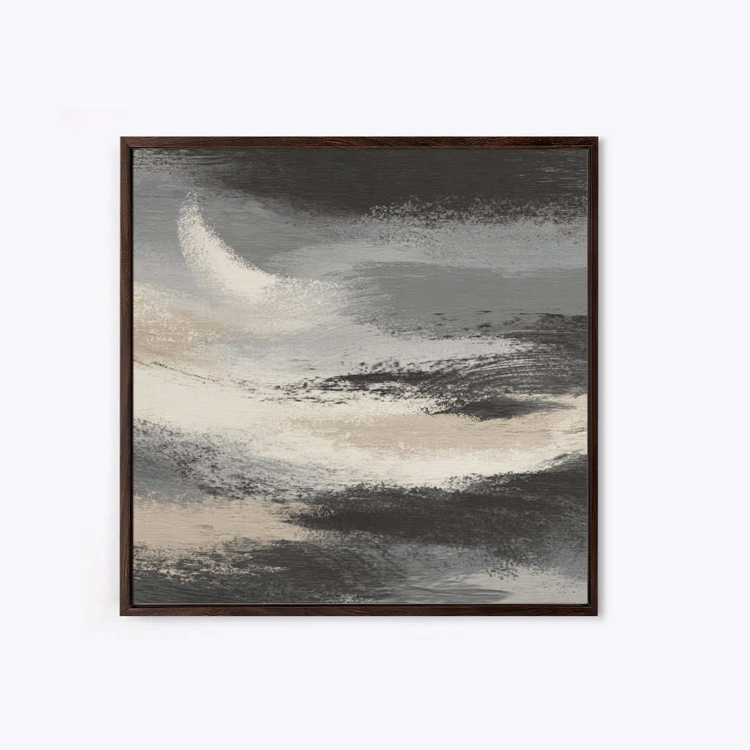 Herringbone Monochrome Pattern Framed Canvas Print, Scandinavian Art, Gallery Decor, Living Room Decor, Fine Art, Nordic, SCA-1x1-70