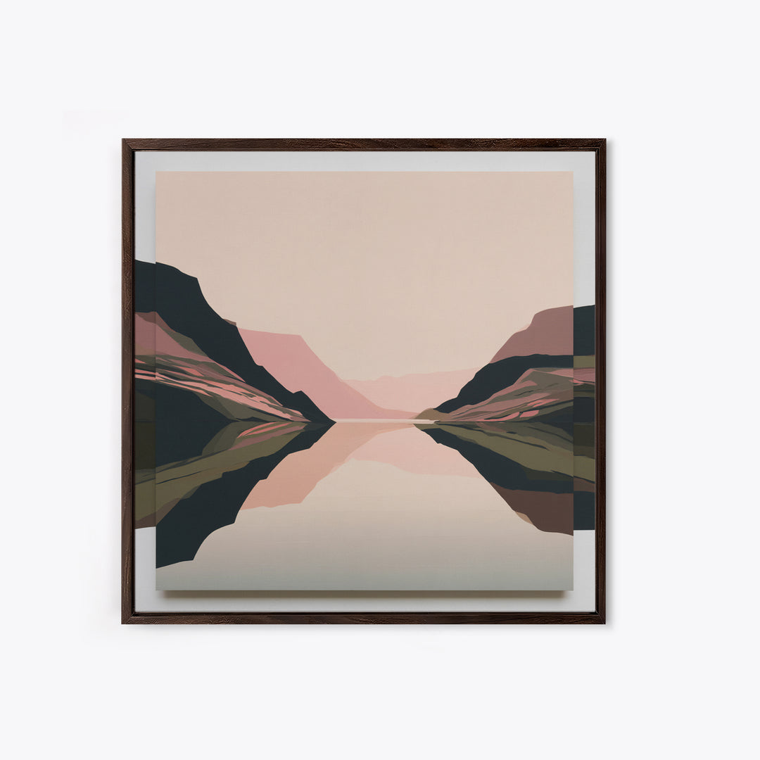 Minimal Fjord Landscape Framed Canvas Print, Scandinavian Art, Room Decor, Living Room Decor, Nordic, Mid Century Modern, SCA-1x1-74