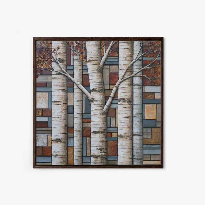 Birch Tree Trunks Canvas Print, Scandinavian Art, Minimalist Decor, Living Room Decor, Fine Art, Nordic, Oil Painting, SCA-1x1-9